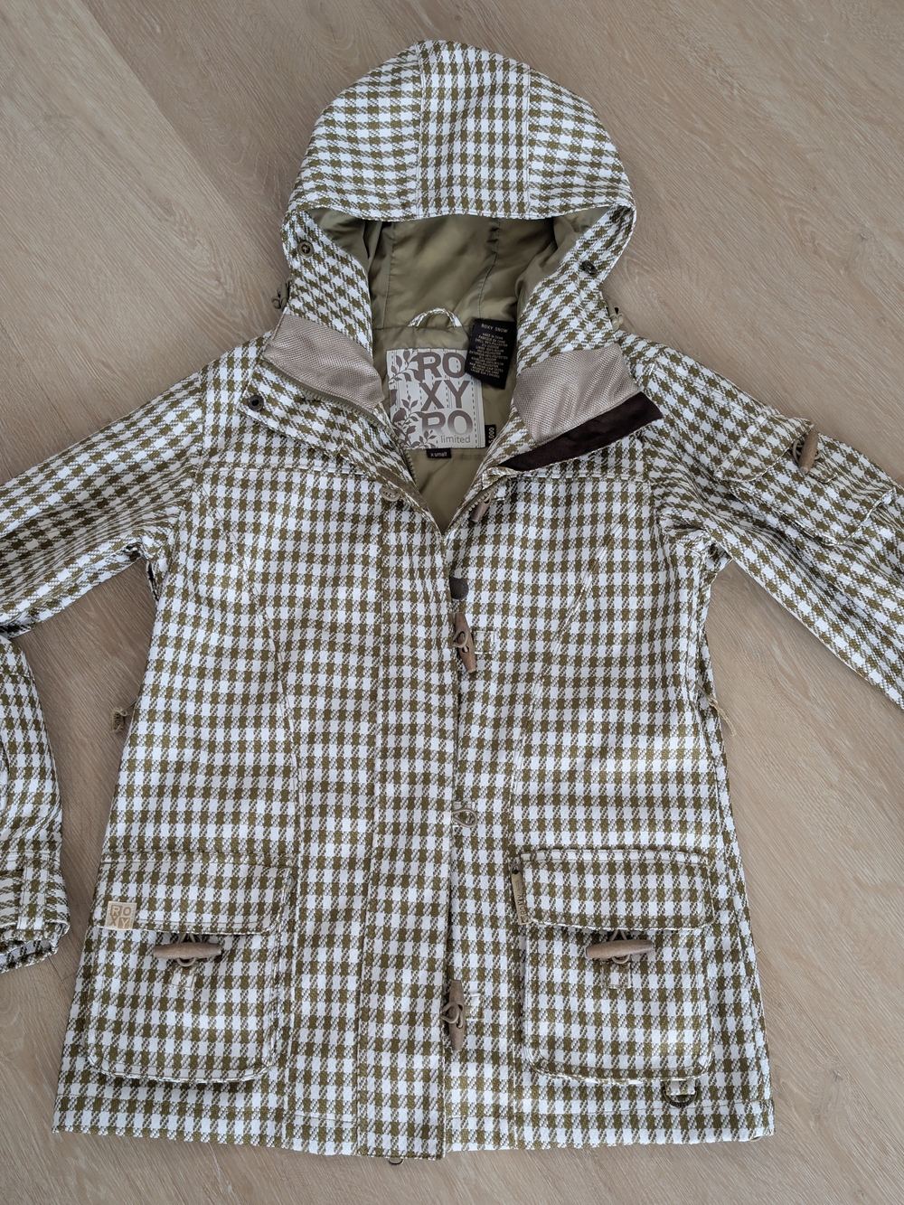 Roxy 5k Snowboard Jacket Houndstooth Checkered Plaid Hooded XS